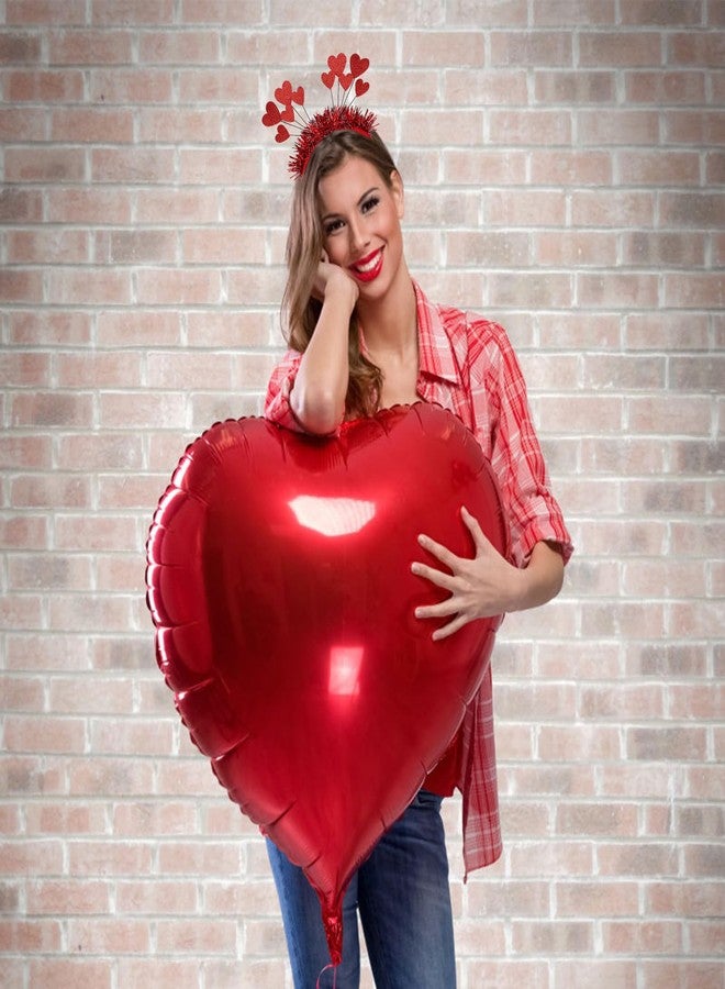 سي بلو طقم CBLUO مكون من قطعتين من عصابات الرأس على شكل قلب لعيد الحب، حلقات شعر حمراء على شكل قلب، إكسسوارات شعر نسائية للعطلات والمهرجانات والحفلات التنكرية وحفلات الزفاف والهالوين والمسيرات وأعياد الميلاد - Image 4